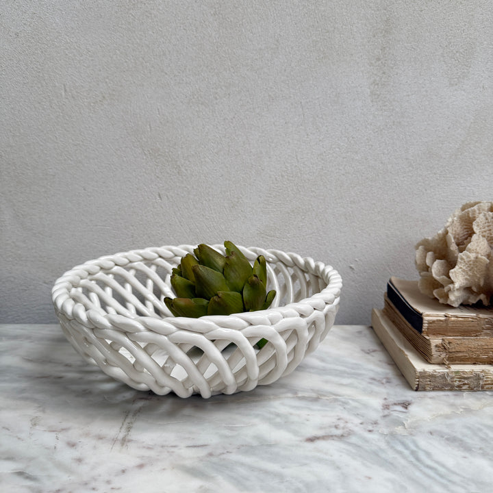 Porcelain white basket bowl | Ruth