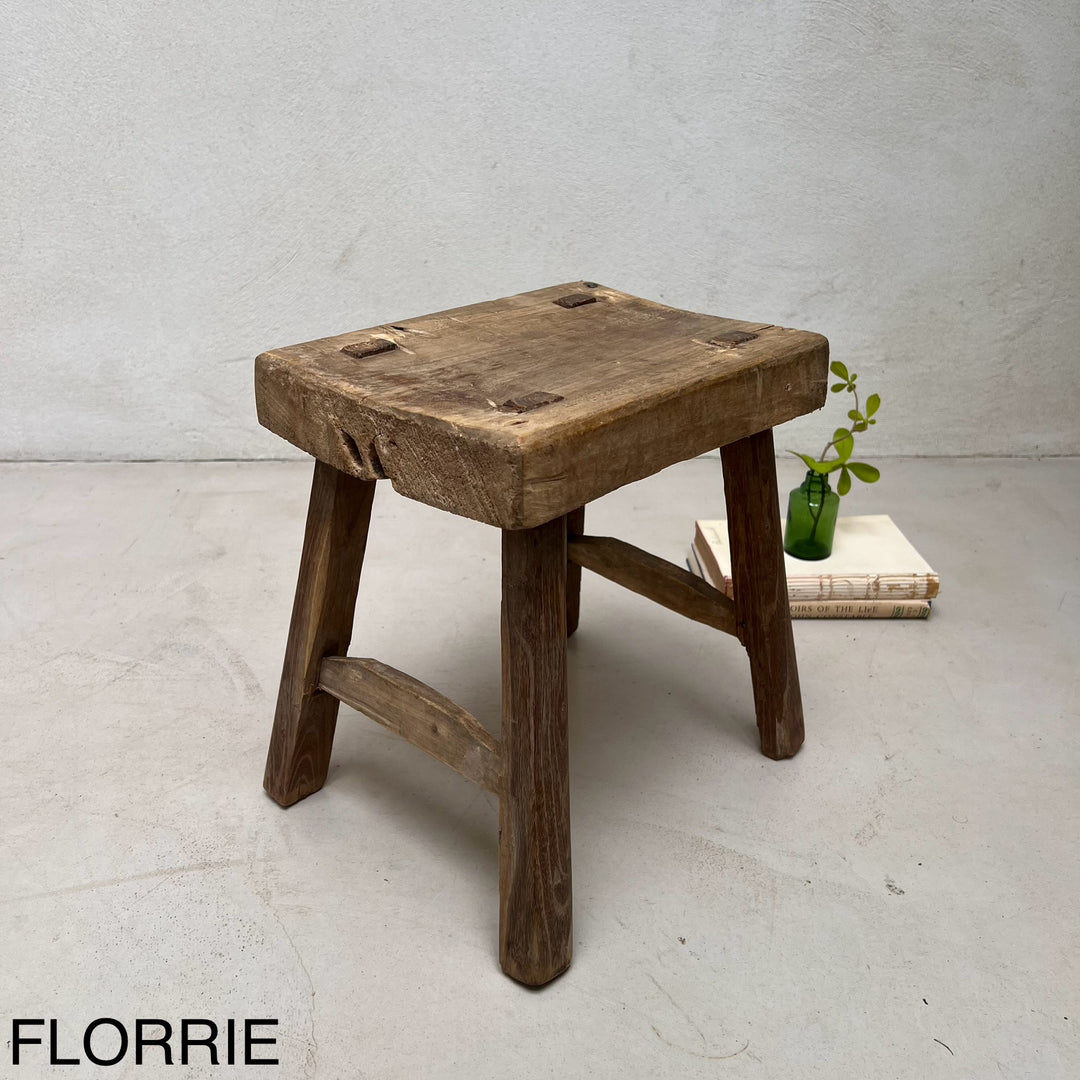 Antique rustic wood footstool (Select from photo)