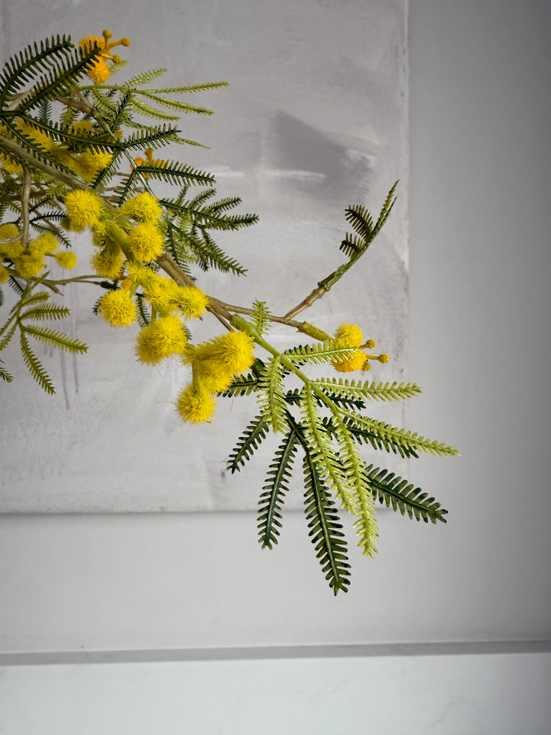 Faux Mimosa Spray Yellow 96cm