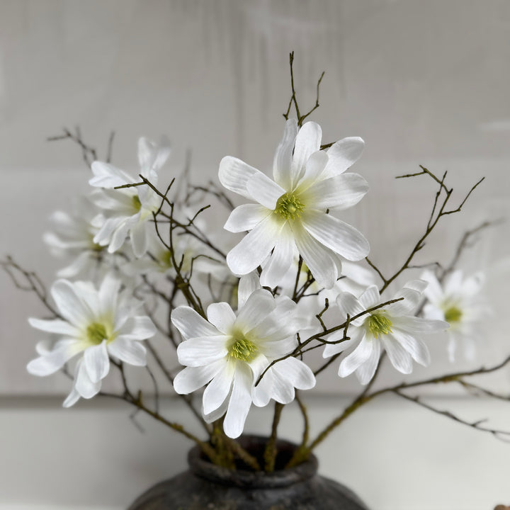Faux white magnolia spray 71cm