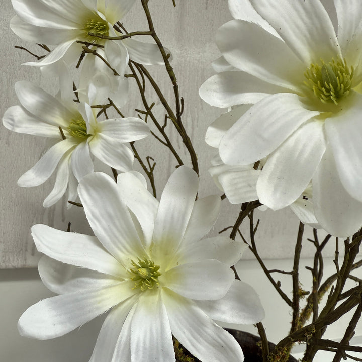 Faux white magnolia spray 71cm