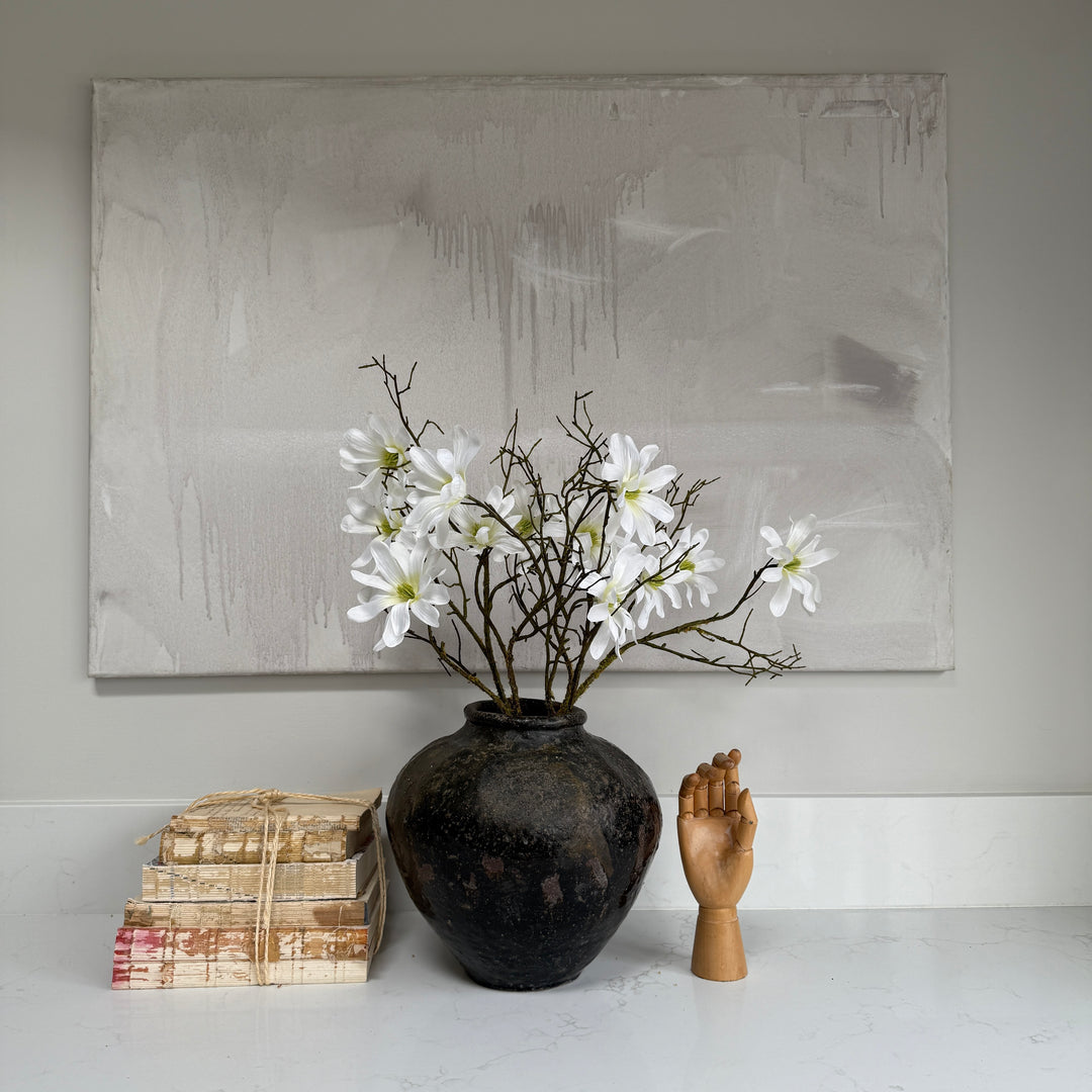 Faux white magnolia spray 71cm