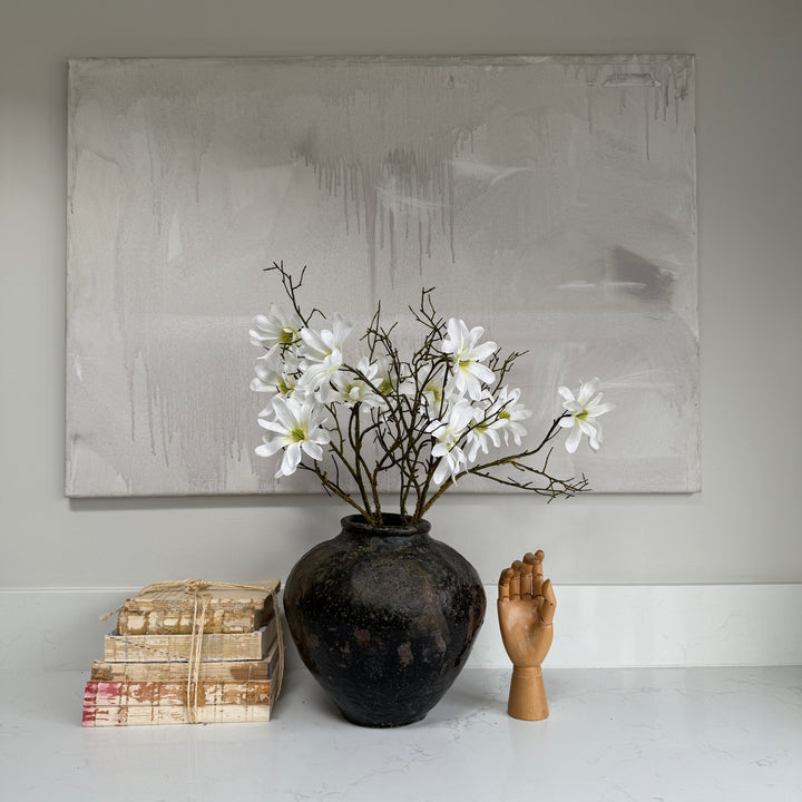 Faux white magnolia spray 71cm