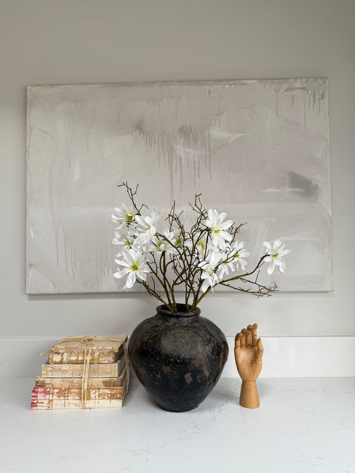 Faux white magnolia spray 71cm