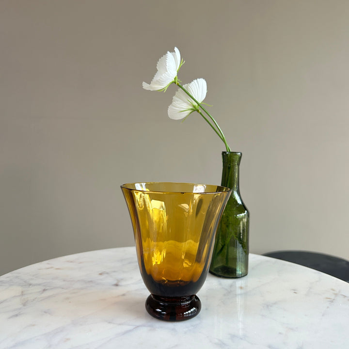 Fluted Glass Tumbler Amber