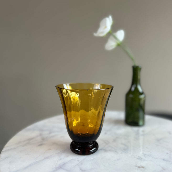 Fluted Glass Tumbler Amber