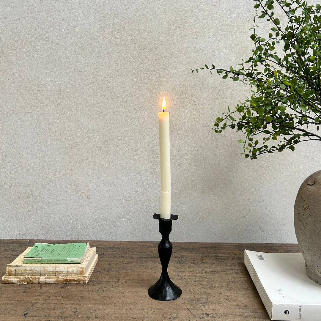 Fluted Iron Metal Candlestick