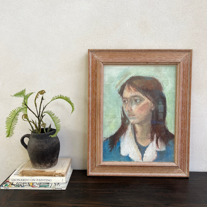 Framed Vintage oil Pastel Annabel