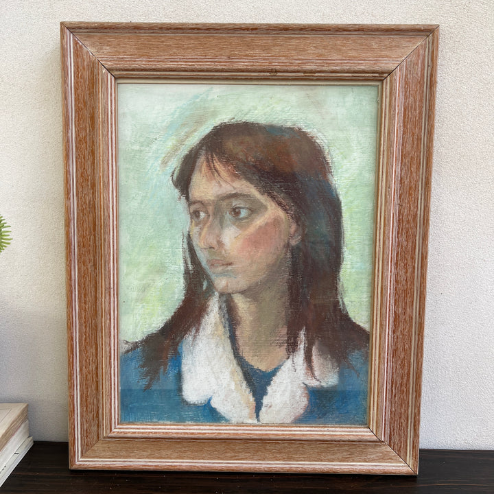 Framed Vintage oil Pastel Annabel