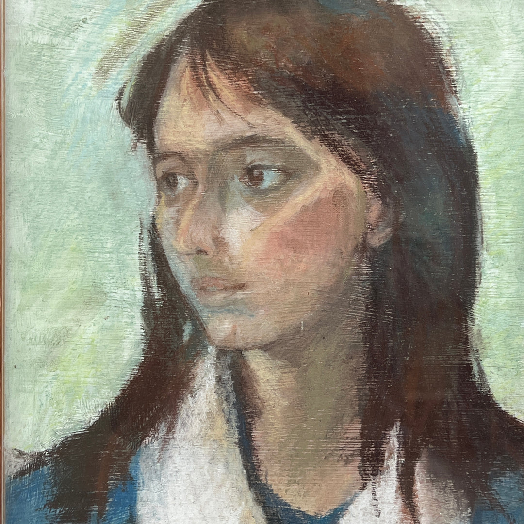 Framed Vintage oil Pastel Annabel