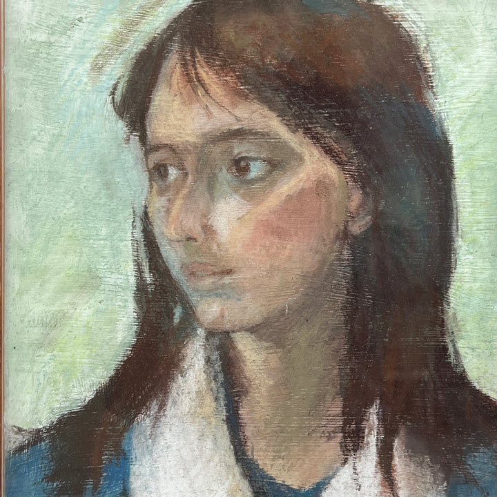 Framed Vintage oil Pastel Annabel