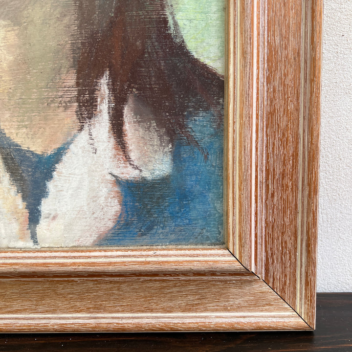 Framed Vintage oil Pastel Annabel