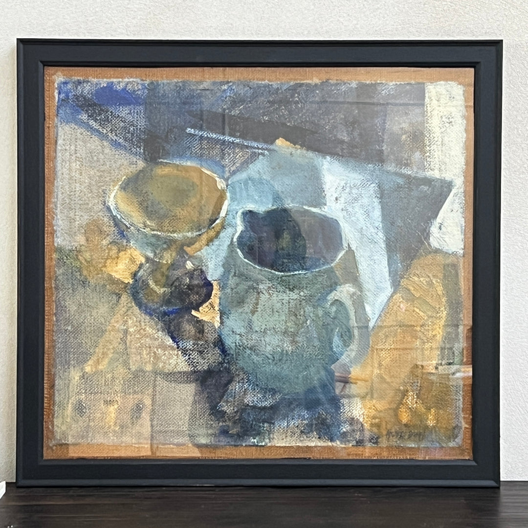Framed Vintage oil painting | Blue Still Life