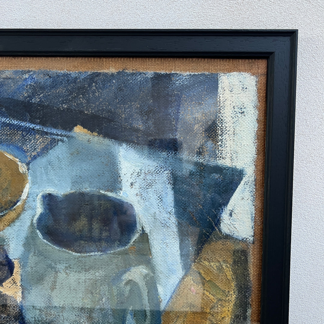 Framed Vintage oil painting | Blue Still Life