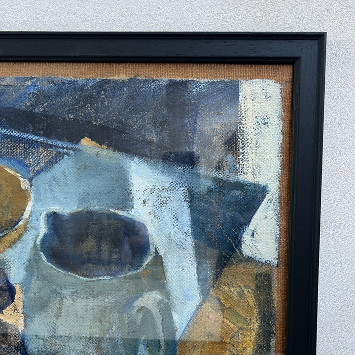 Framed Vintage oil painting | Blue Still Life