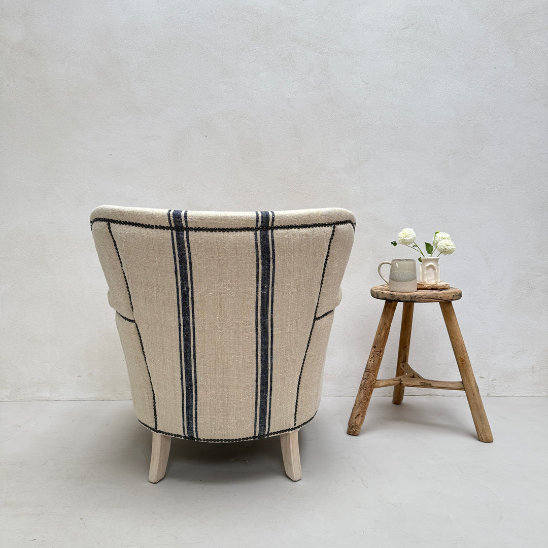 French Grain Sack Linen Armchair No:2