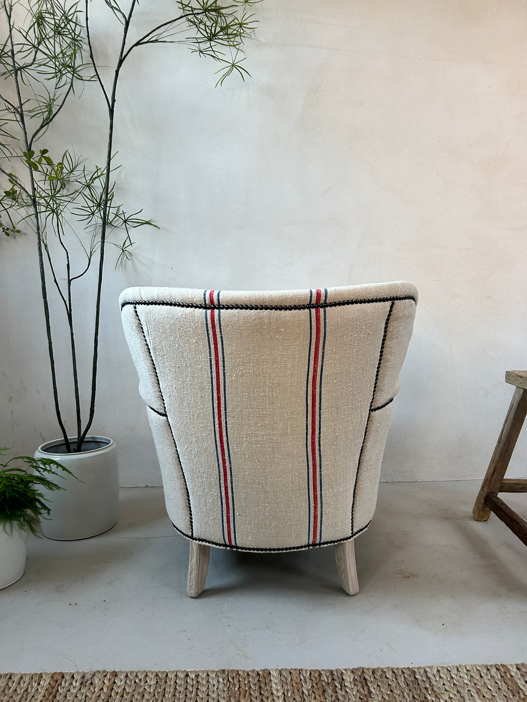 French Grain Sack Linen Armchair No: 5