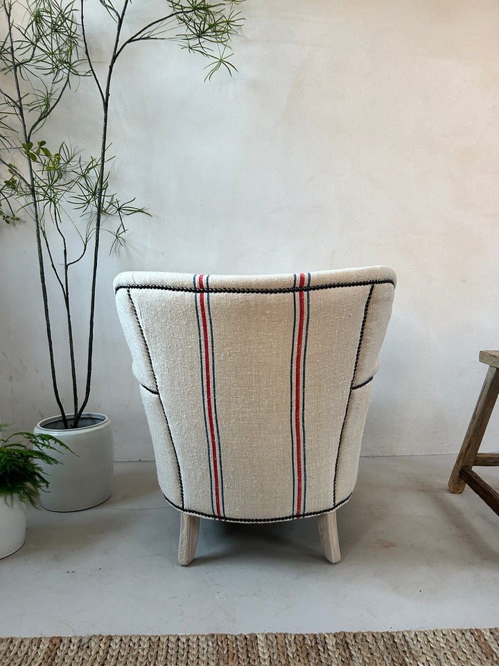 French Grain Sack Linen Armchair No: 5