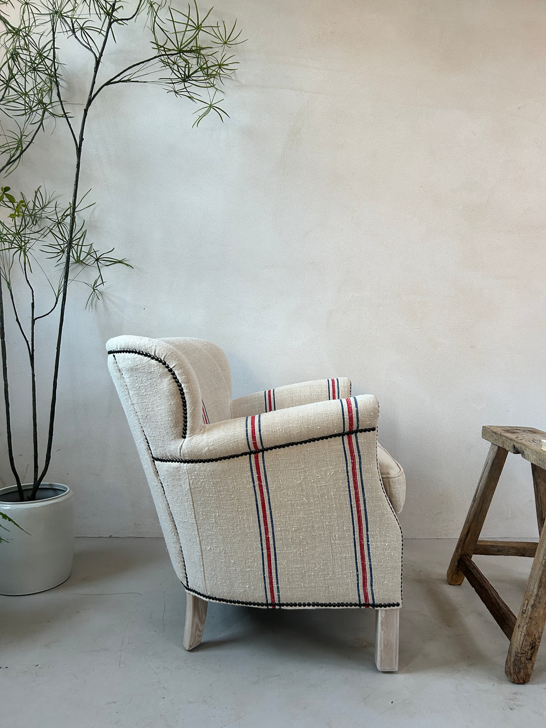 French Grain Sack Linen Armchair No: 5