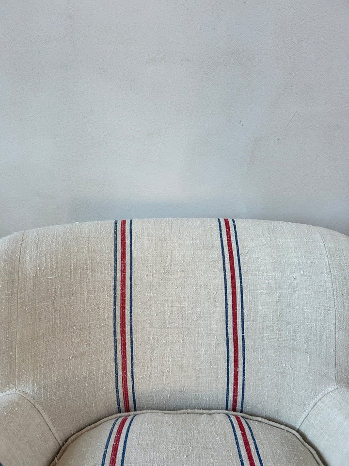 French Grain Sack Linen Armchair No: 5 