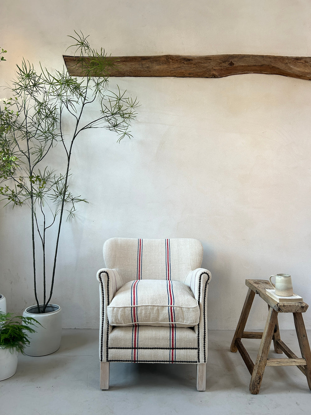 French Grain Sack Linen Armchair No: 5