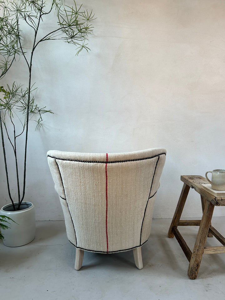 French Grain Sack Linen Armchair No: 6