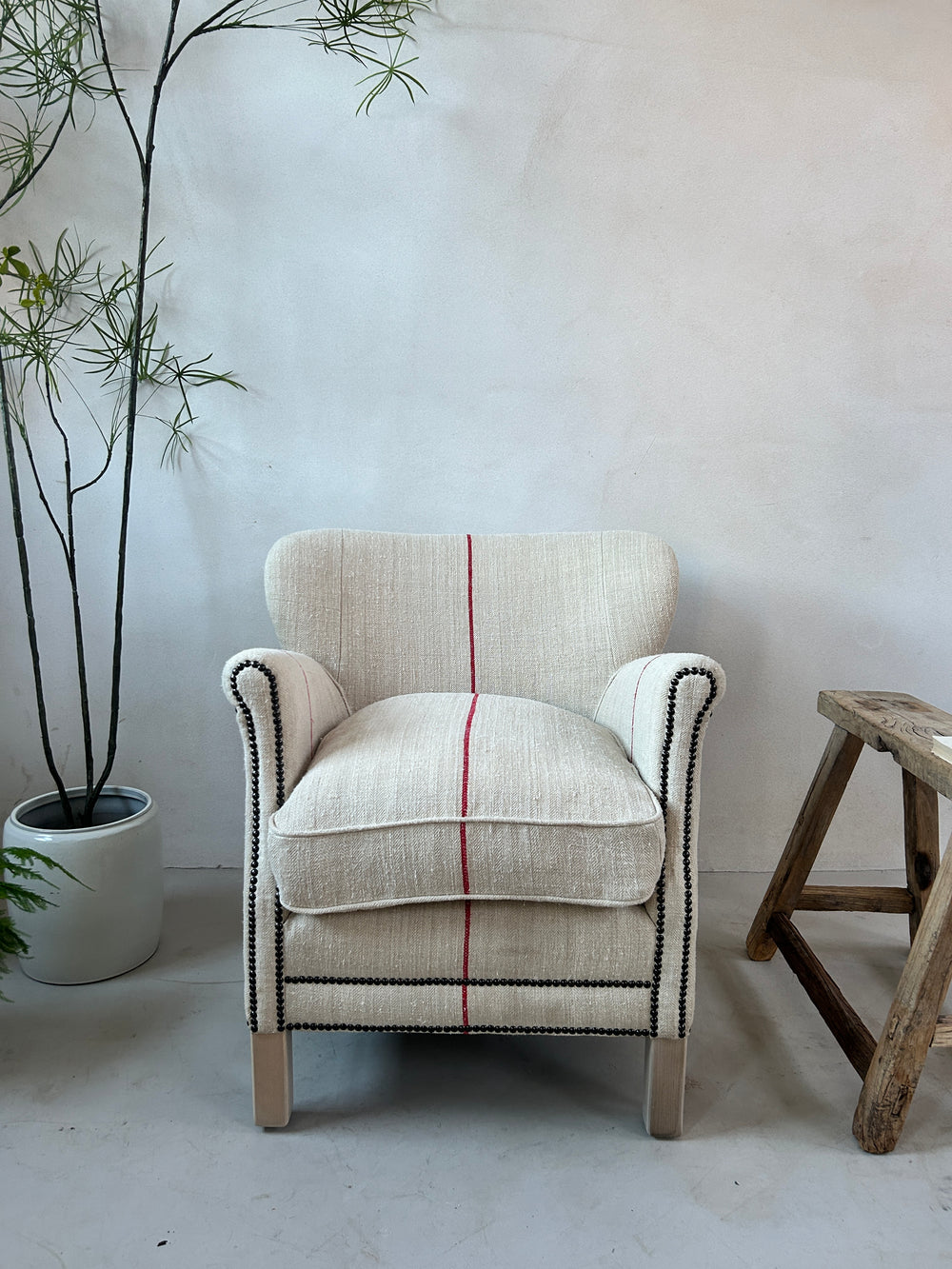 French Grain Sack Linen Armchair No: 6 