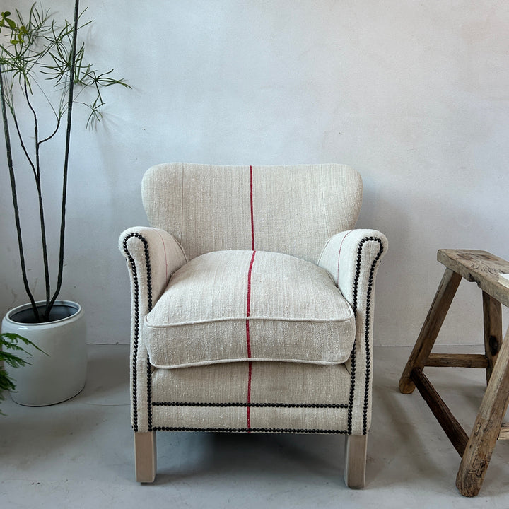 French Grain Sack Linen Armchair No: 6 