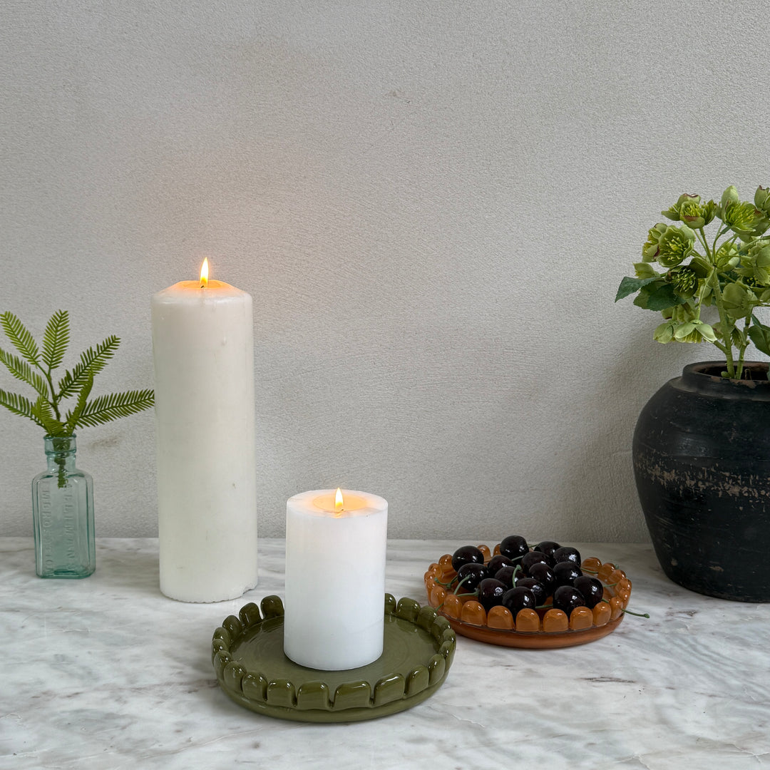 Glass candle holder plate | Large orange
Glass candle holder plate | Large Green