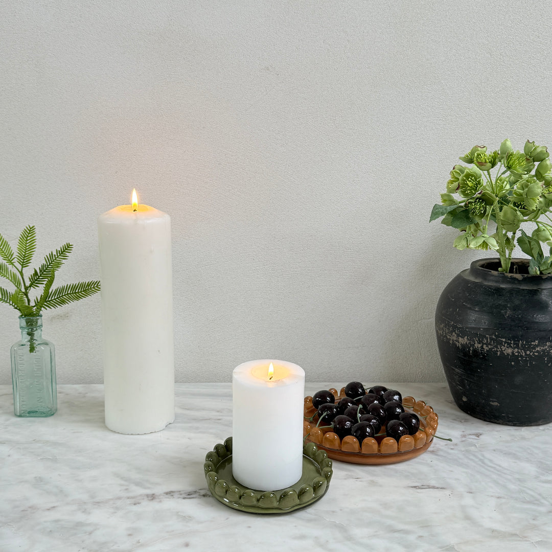 Glass candle holder plate | Small Green