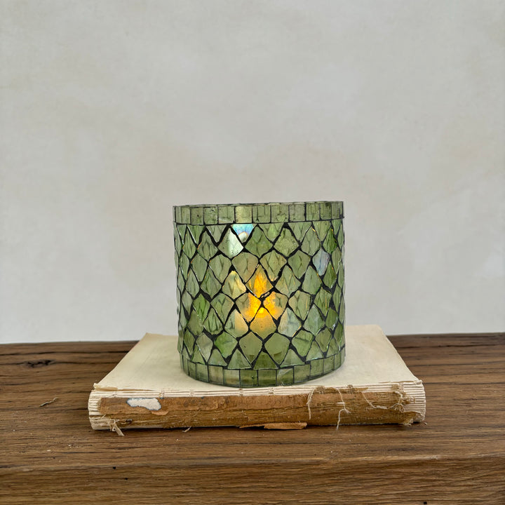 Green Mosaic Tea Light Holder Large