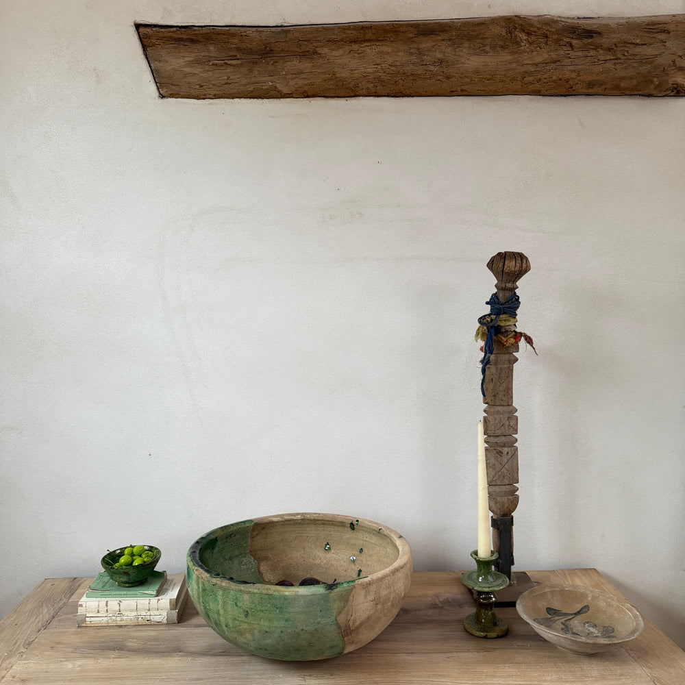 Half glazed decorative Moroccan bowl | XL
