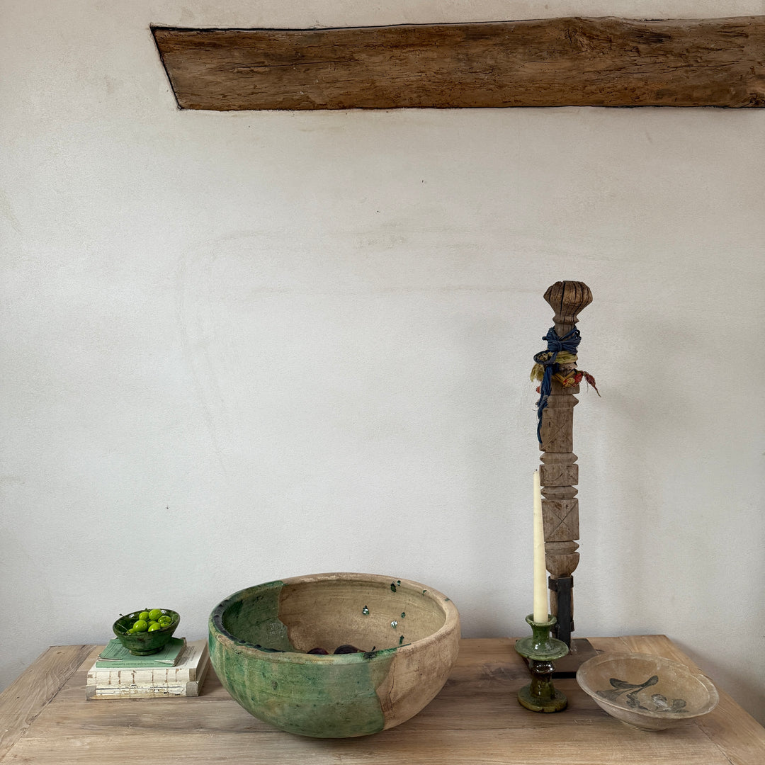Half glazed decorative Moroccan bowl | XL