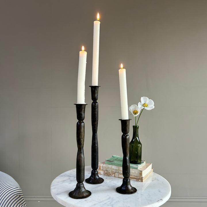 Hammered Bronze Metal Candlesticks
