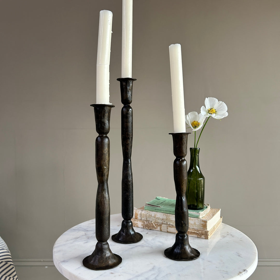 Hammered Bronze Metal Candlesticks