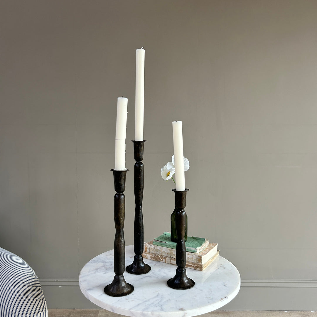 Hammered Bronze Metal Candlesticks