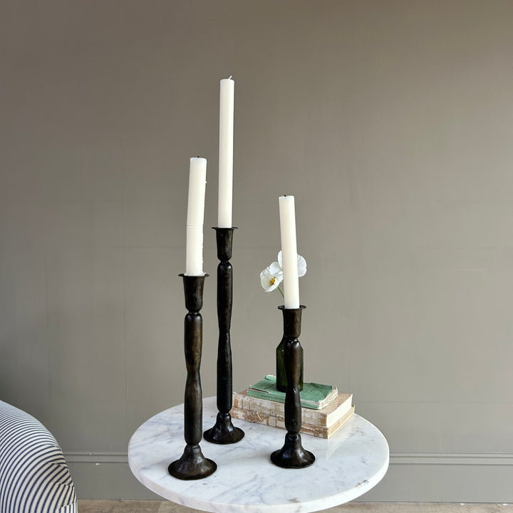 Hammered Bronze Metal Candlesticks