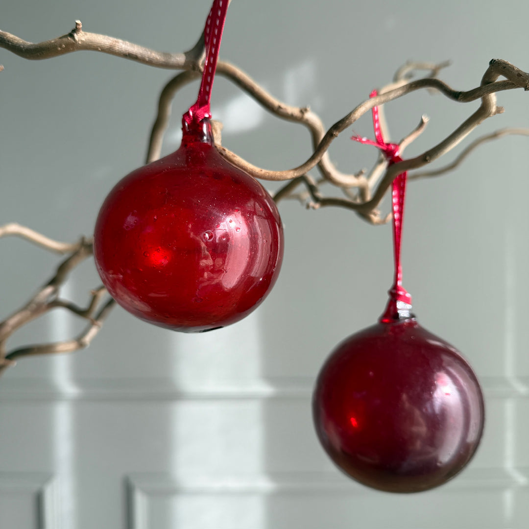 Hand Blown Glass Bauble | Red