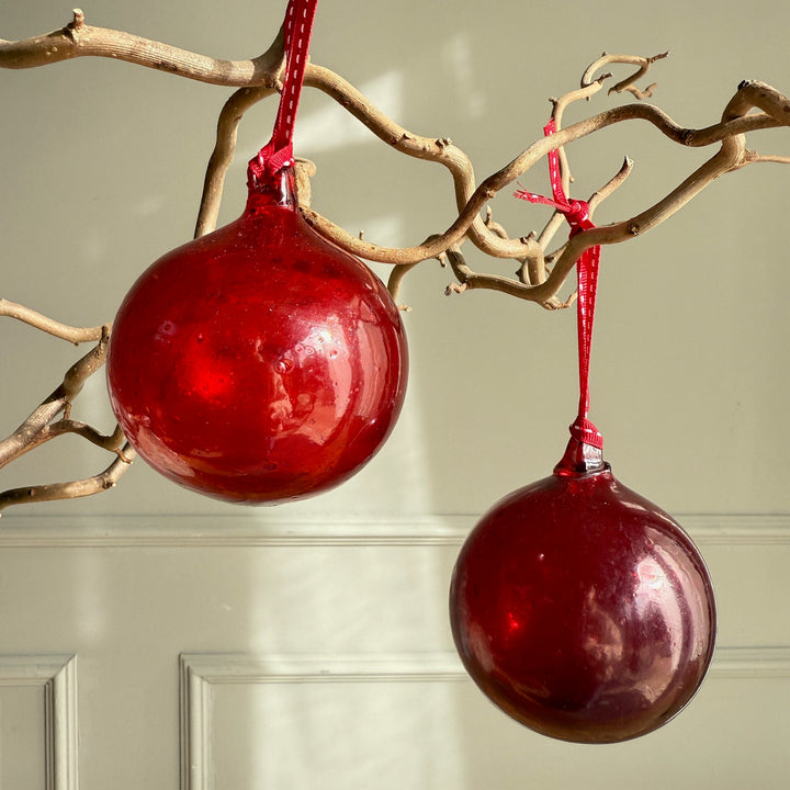 Hand Blown Glass Bauble | Red