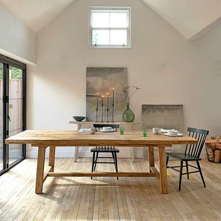 Hand Crafted Salvaged Dining Table in a buckinghamshire home