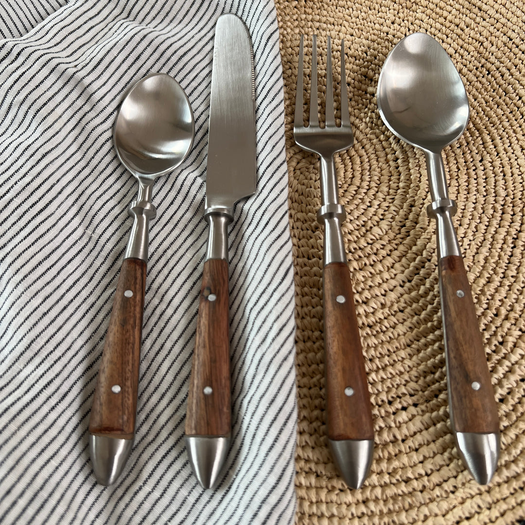 Hand made wooden handled cutlery set