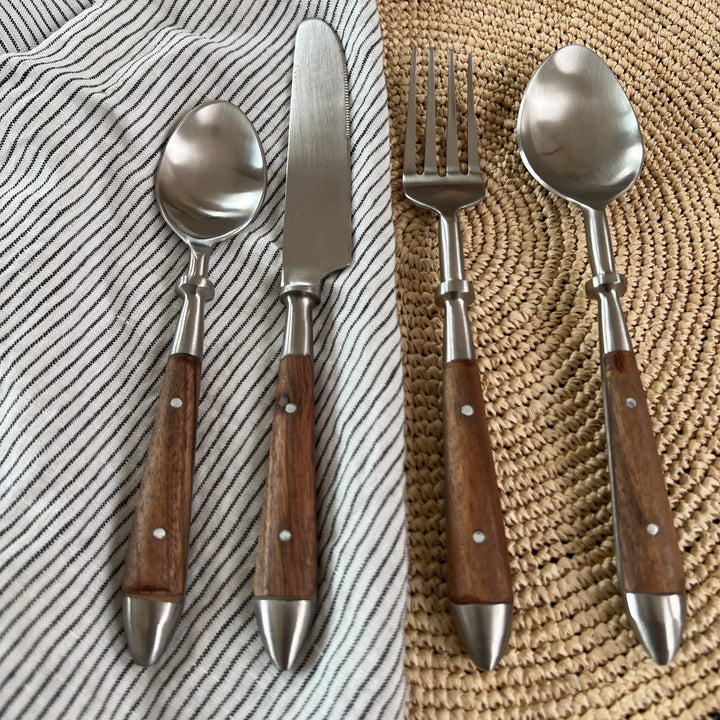 Hand made wooden handled cutlery set