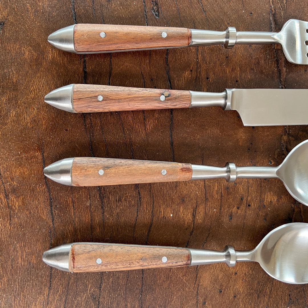 Hand made wooden handled cutlery set