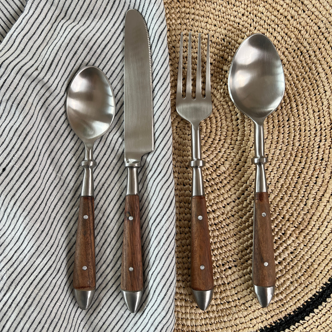 Hand made wooden handled cutlery set