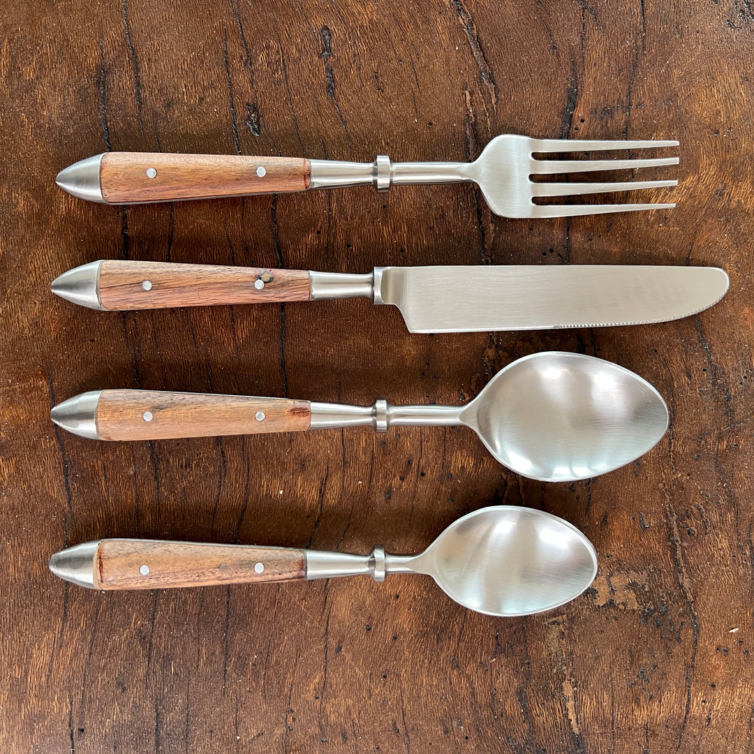 Hand made wooden handled cutlery set