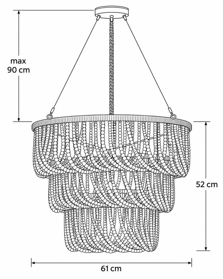 Handmade Wooden Beaded Tiered Chandelier