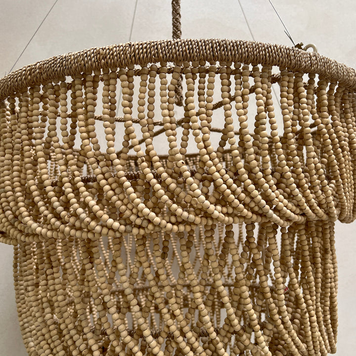 Handmade Wooden Beaded Tiered Chandelier