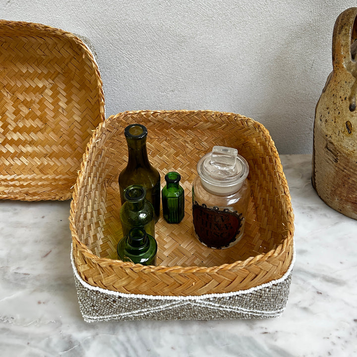 Handwoven beaded storage box | Laili