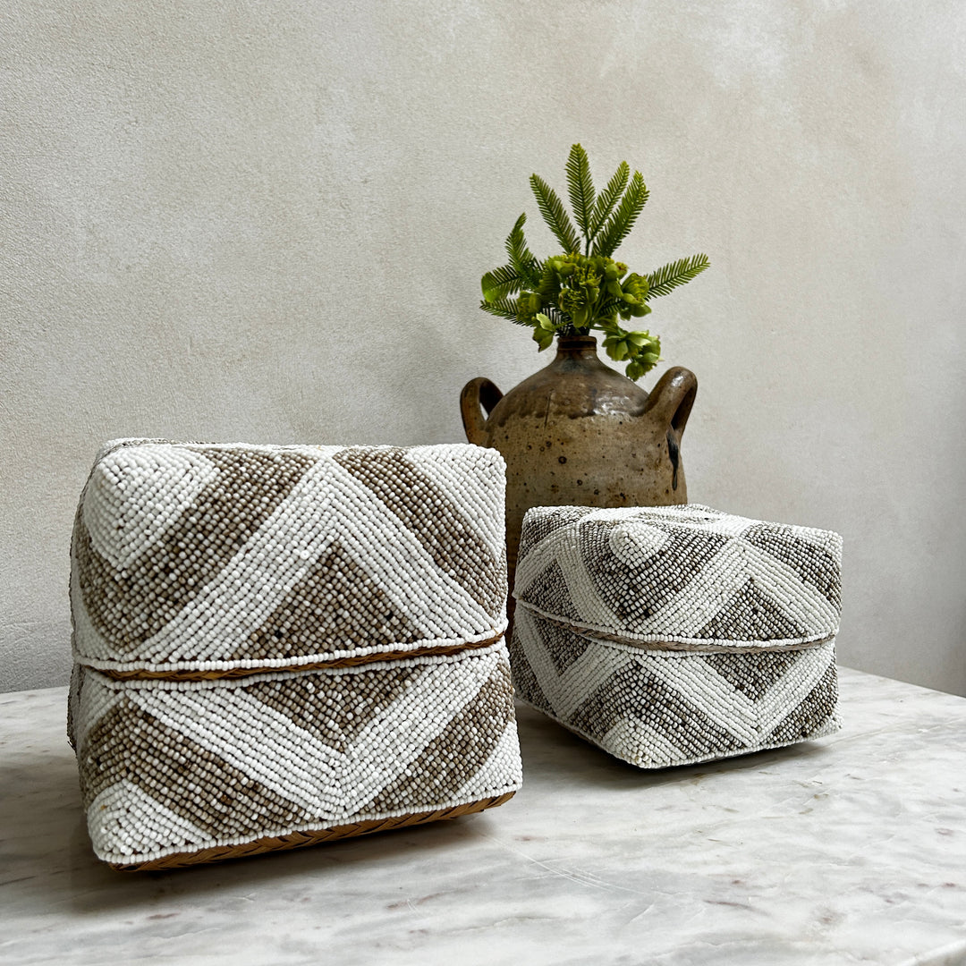 Handwoven beaded storage box | Rani