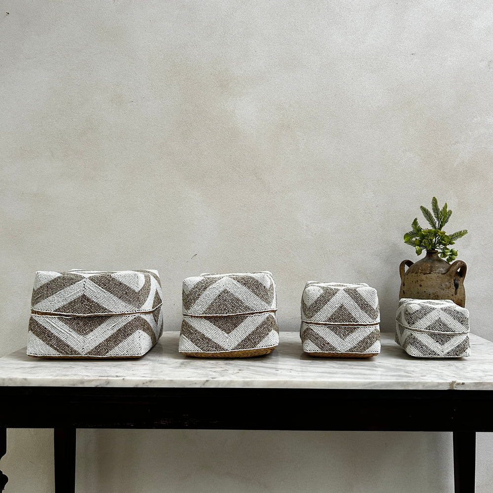 Handwoven beaded storage box | Rani